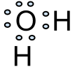 A water molecule in electron dot notation